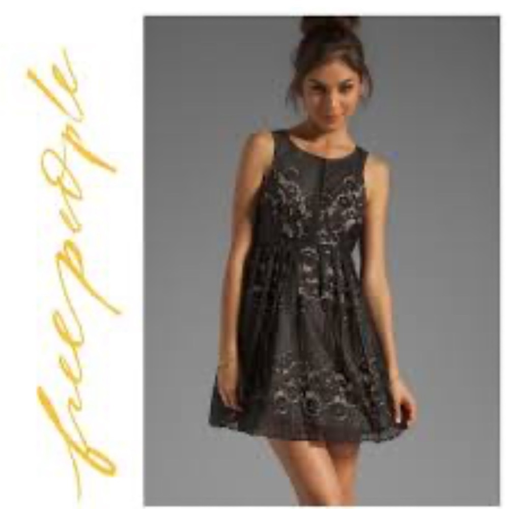 Free People black lace Rocco dress - size 10